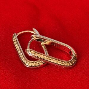 Gold-Tone Pave Hoop Earrings